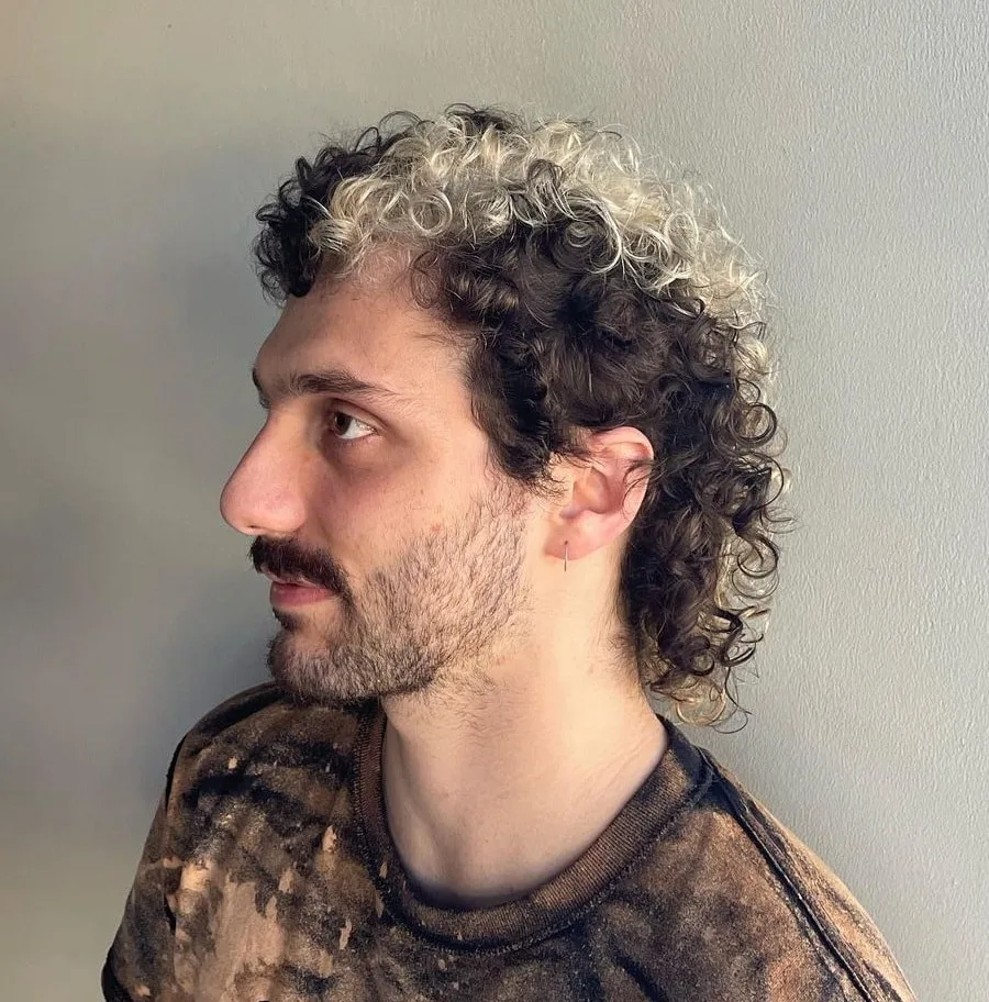curly mullet with color for men