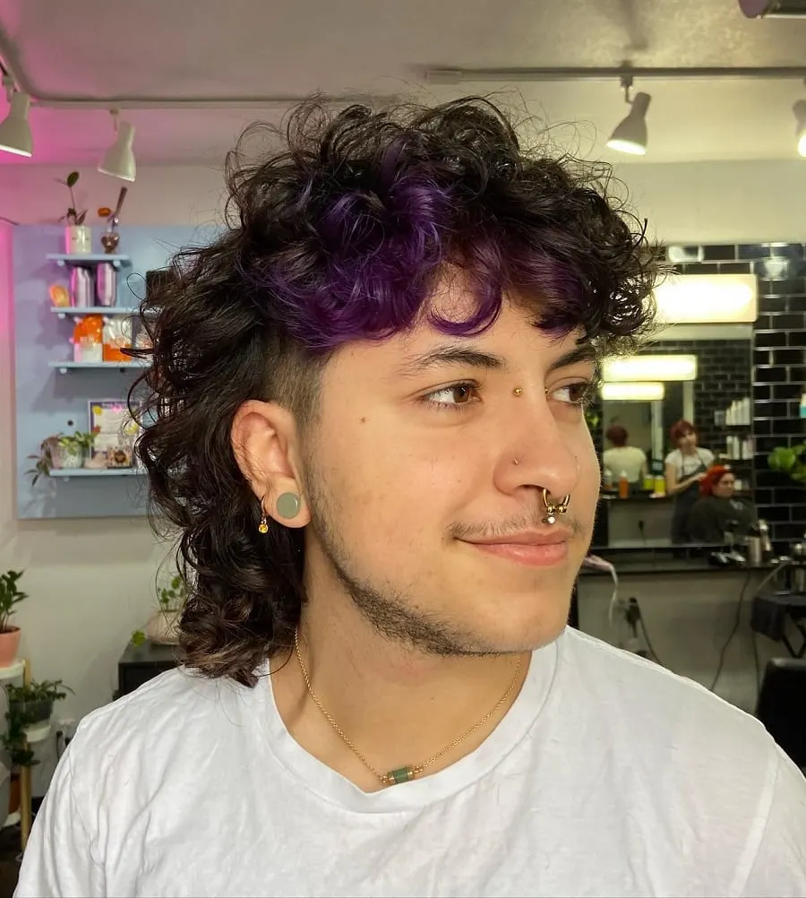 curly mullet with undercut for men