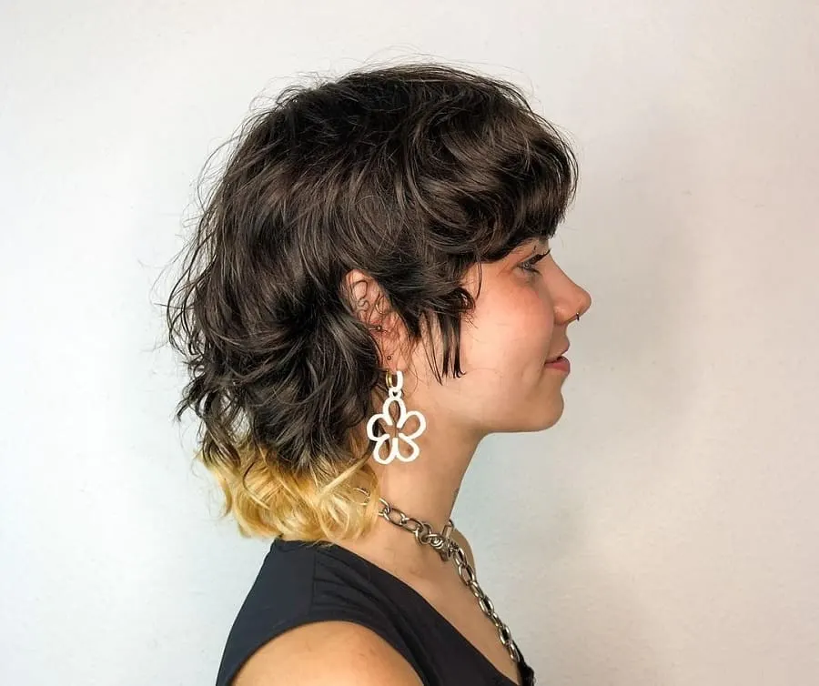 curly ombre bob with bangs