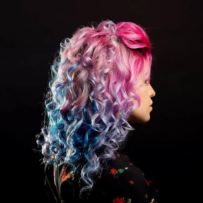 blue curly ombre hair 