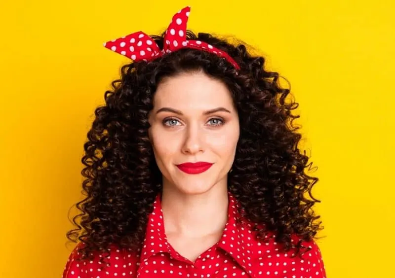 curly perm hair with headband