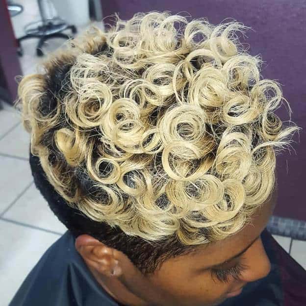 bleached curly pixie