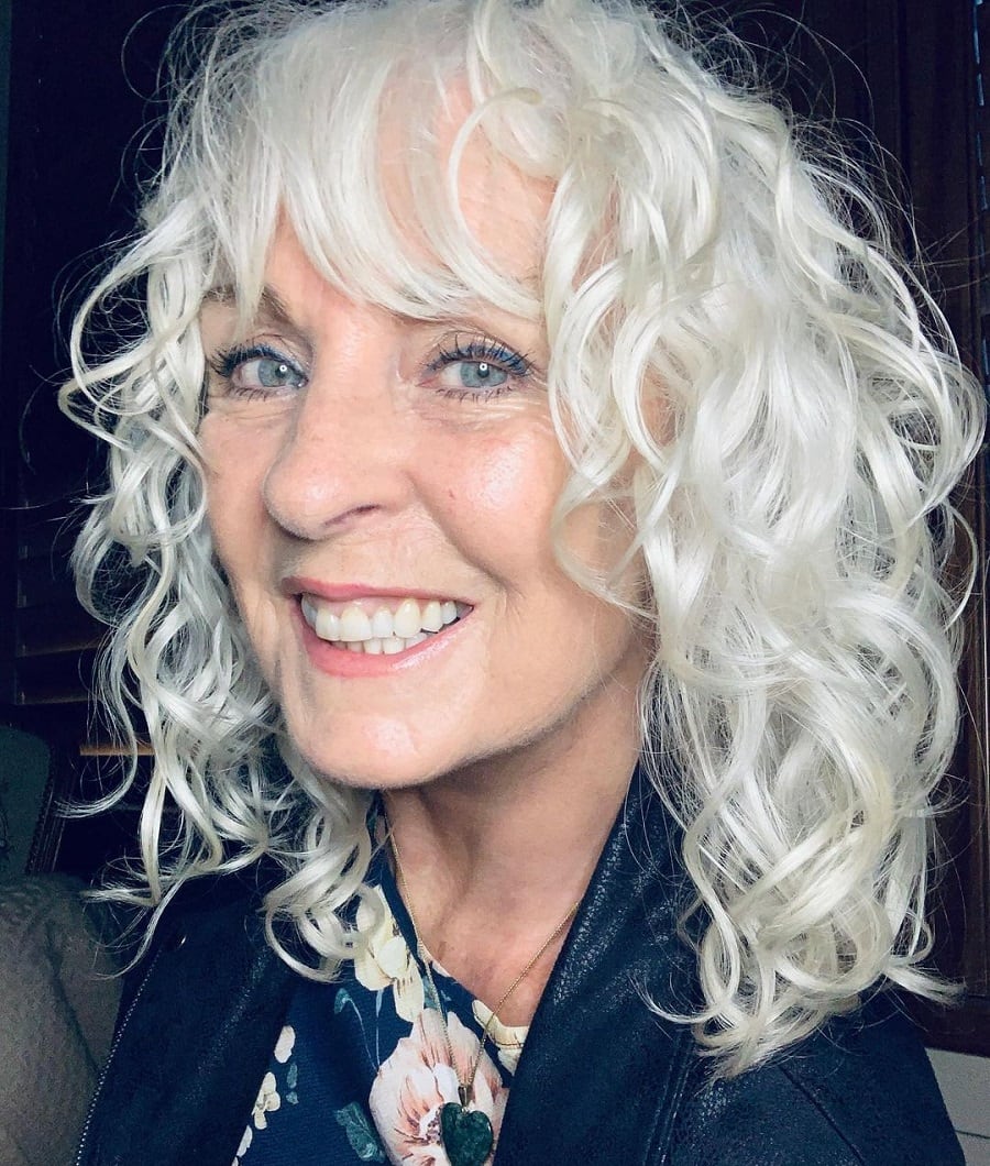 curly platinum hair for over 50