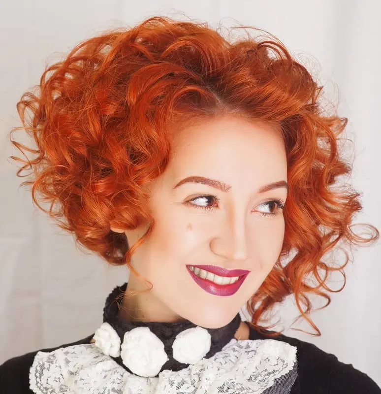 curly red bob