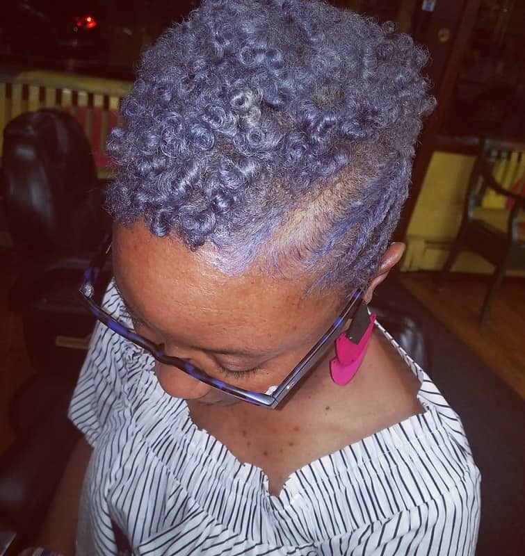 curly silver purple hair