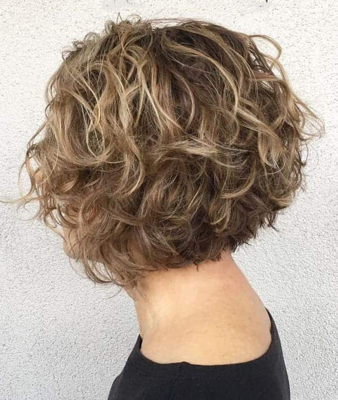 short stacked curly wedge haircut