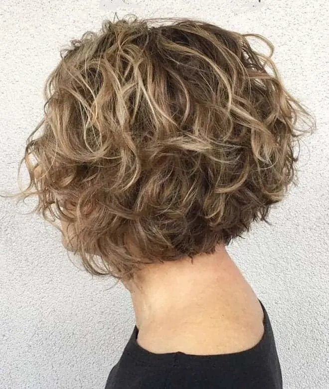 women with curly stacked bob