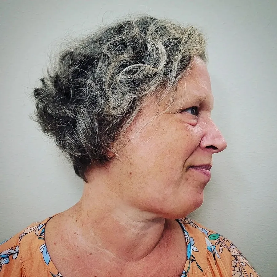 curly stacked bob for over 50 women
