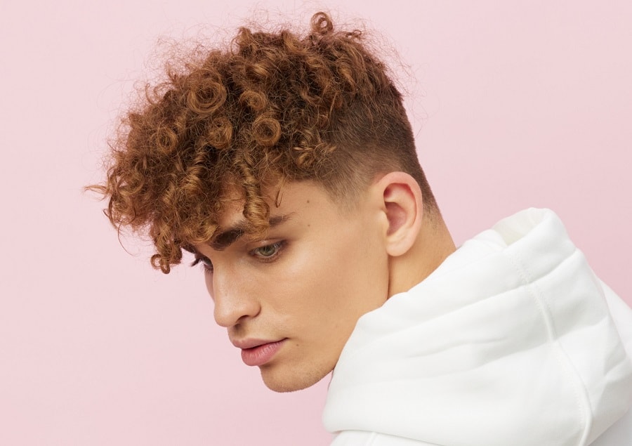 curly tight perm with fade