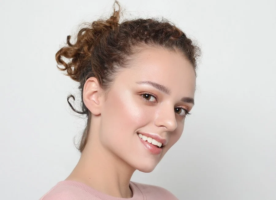 curly updo for big forehead