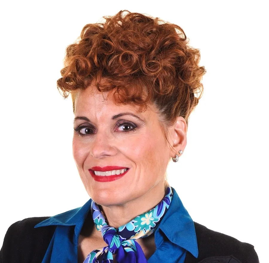 curly updo hairstyle for women over 60