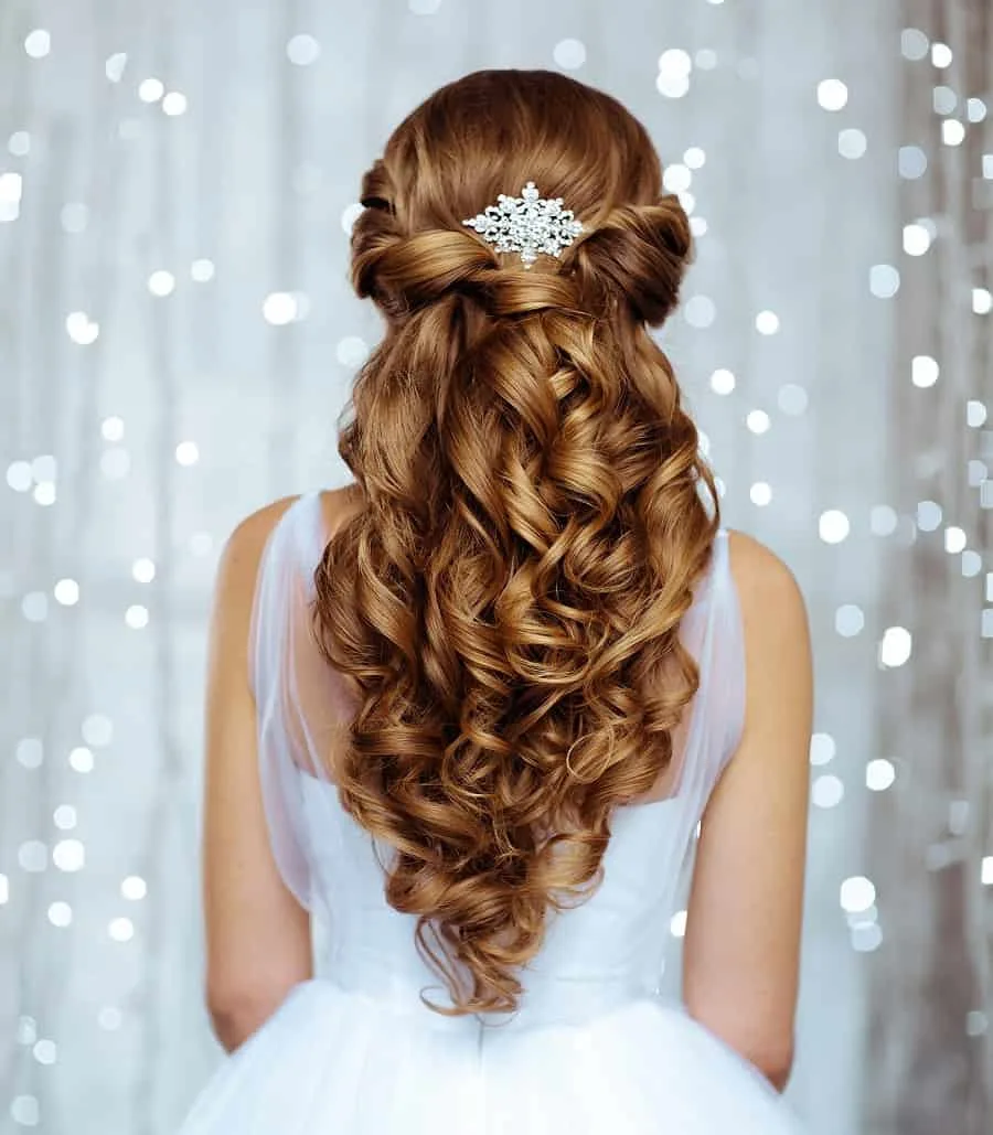  EASY Wedding HalfUpdo HAIRSTYLE with CURLS  Bridal Hairstyles for Long  Medium Hair  YouTube