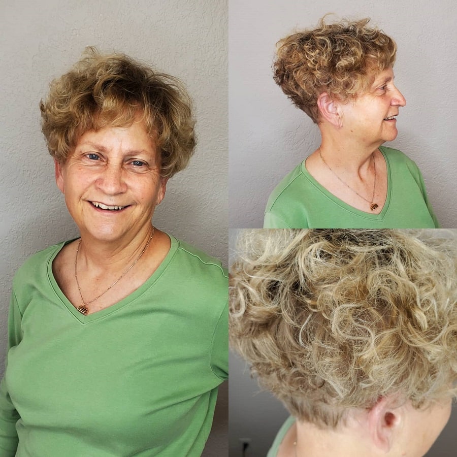 curly wedge haircut for women over 60