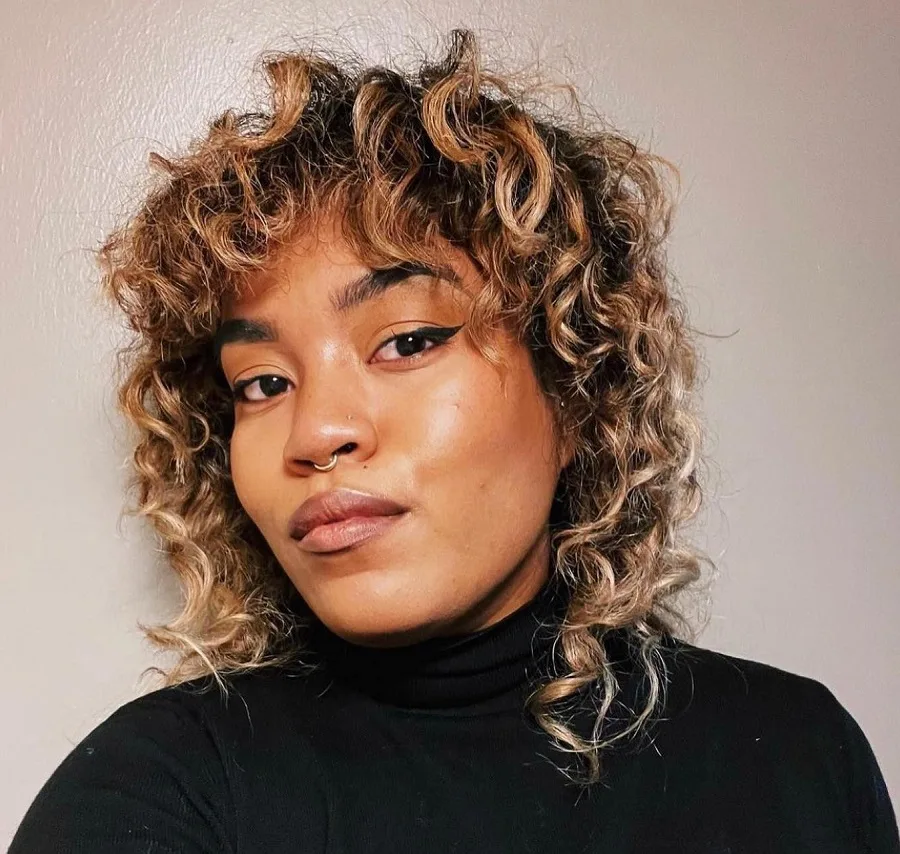 curly wolf cut for black women