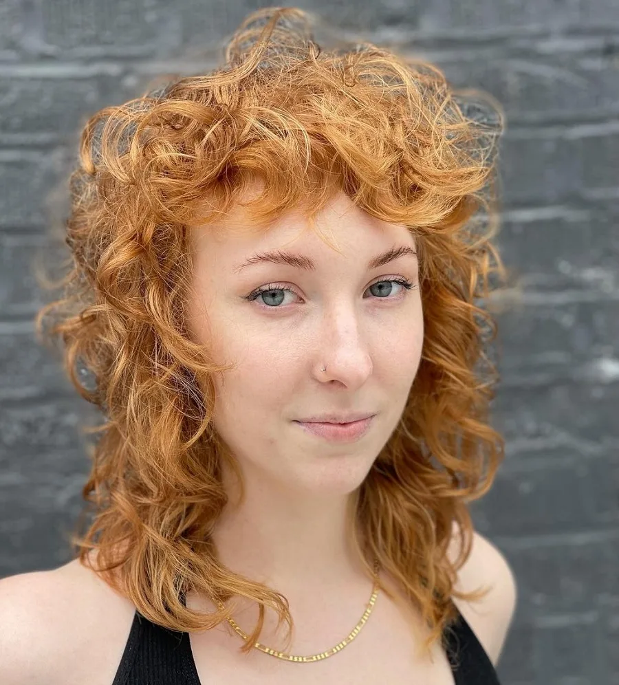 curly wolf cut for ginger hair