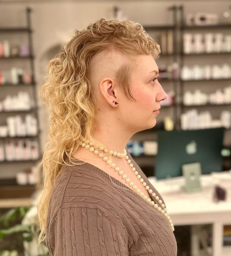 curly wolf mullet with shaved side