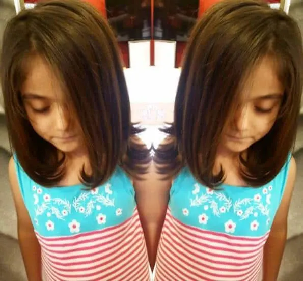 little girl with long bob