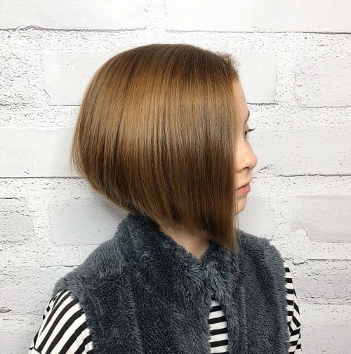 girl angled bob haircut