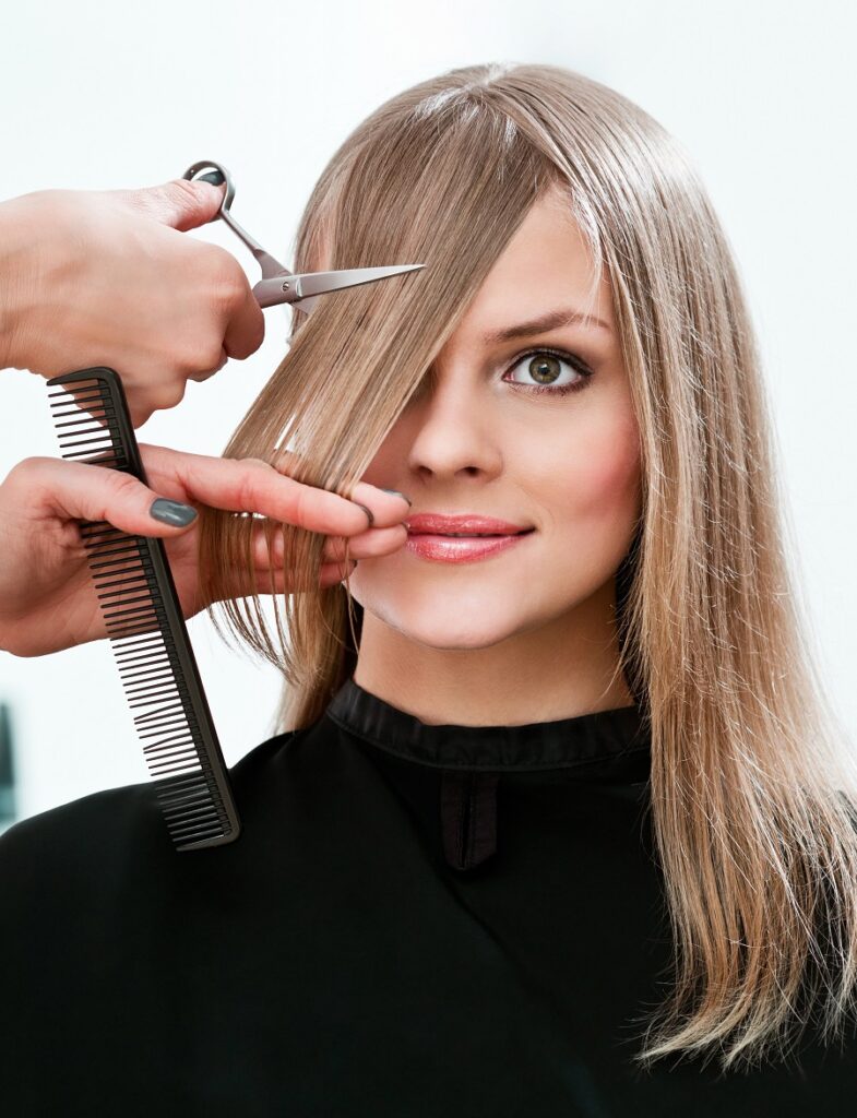 cutting hair to keep away from flicking out at the ends