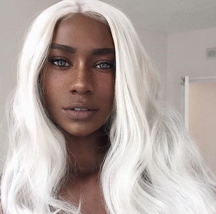 Platinum White Hair Dark Skin