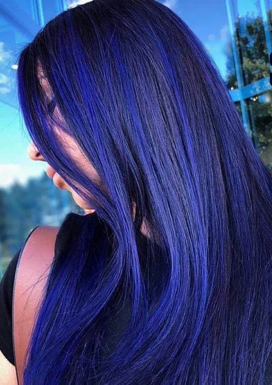 Electric Blue Highlights Black Hair Quaebella