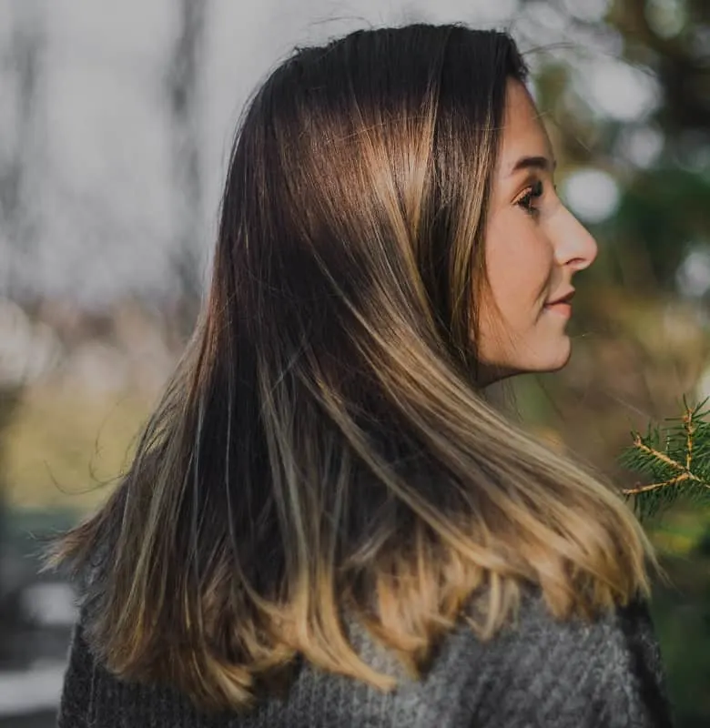 dark hair with blonde highlights