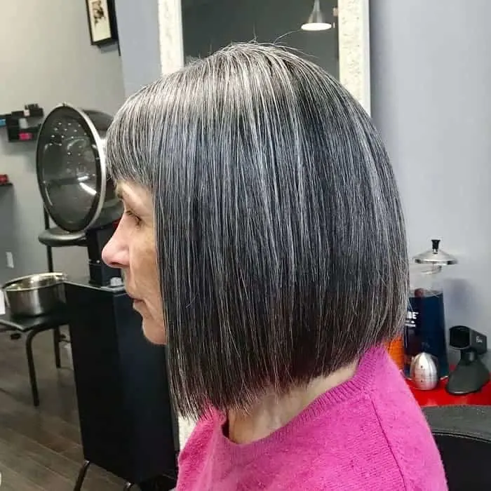 grey highlights on dark hair