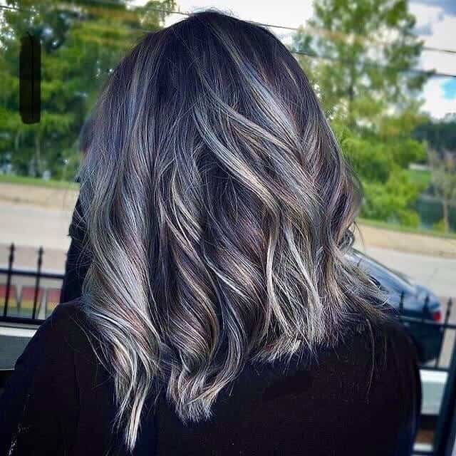 dark color hair with grey highlight ideas