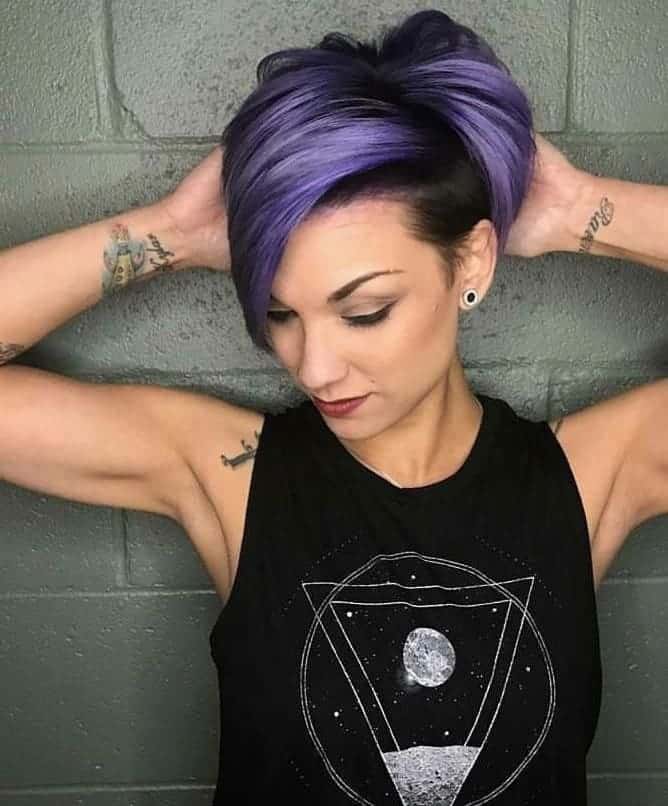 Purple Ombre on Black Short Hair