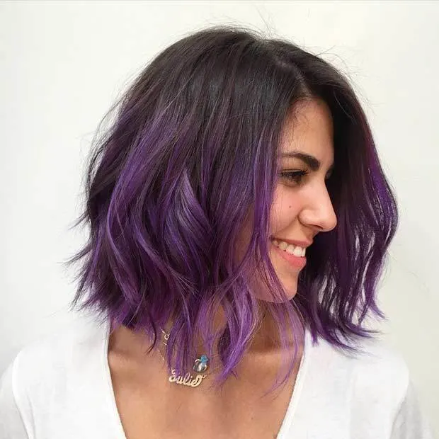 dark purple ombre for short hair