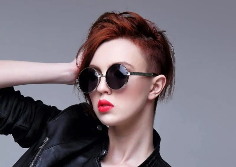 dark red hair undercut for women