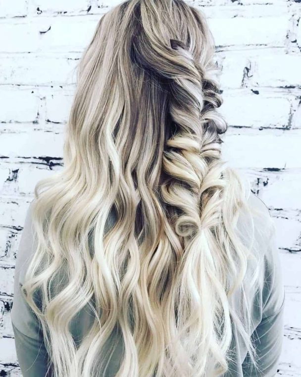 braided blonde hair with dark roots
