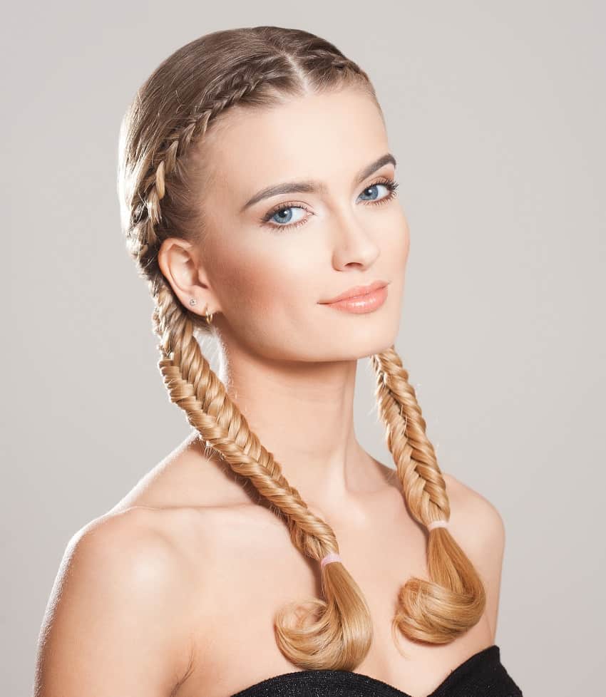 double French fishtail braids