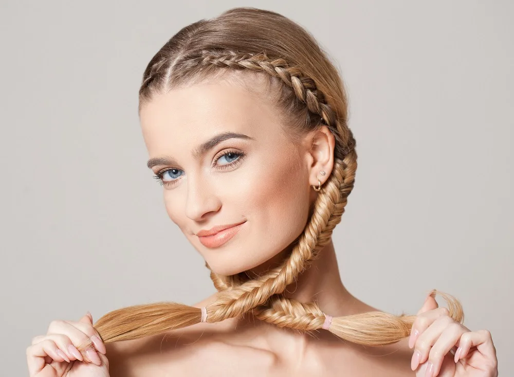 double braids to hide bangs