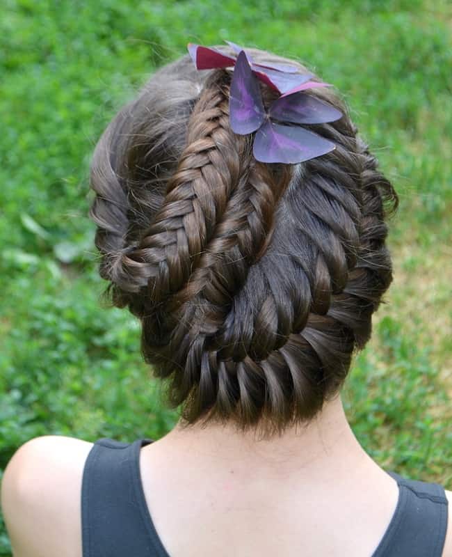 double fishtail braided updo