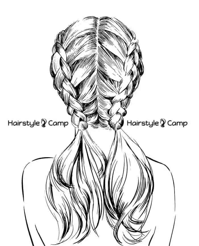 Image of Double French braids hairstyle to draw
