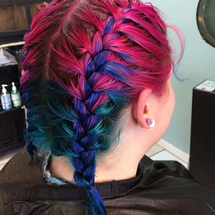 dyed double french braids