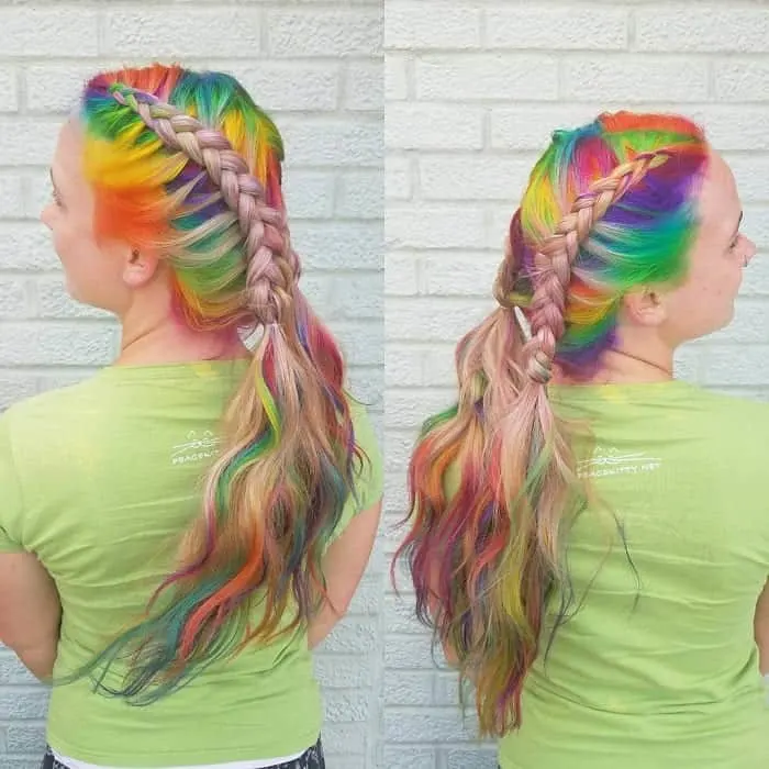 rainbow double french braids