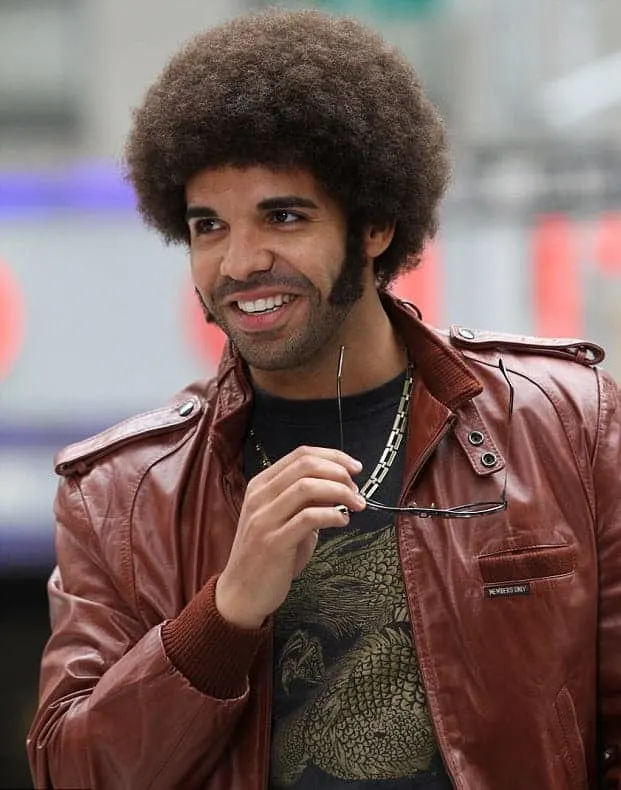 drake's light stubble with sideburns