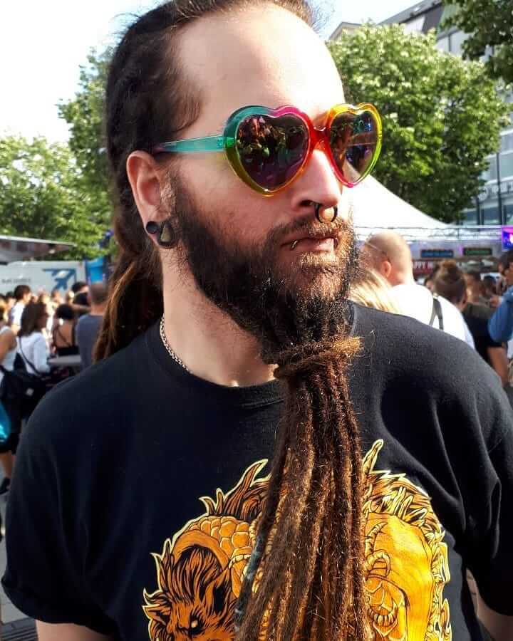 dreaded beard ponytail