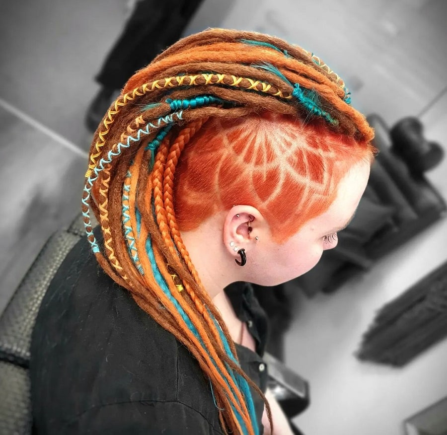 dreadlocks with shaved sides and design