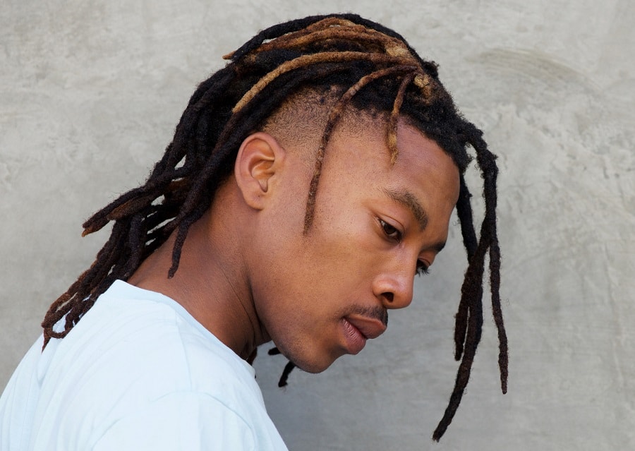 Dreadlocks with temp fade for round faces