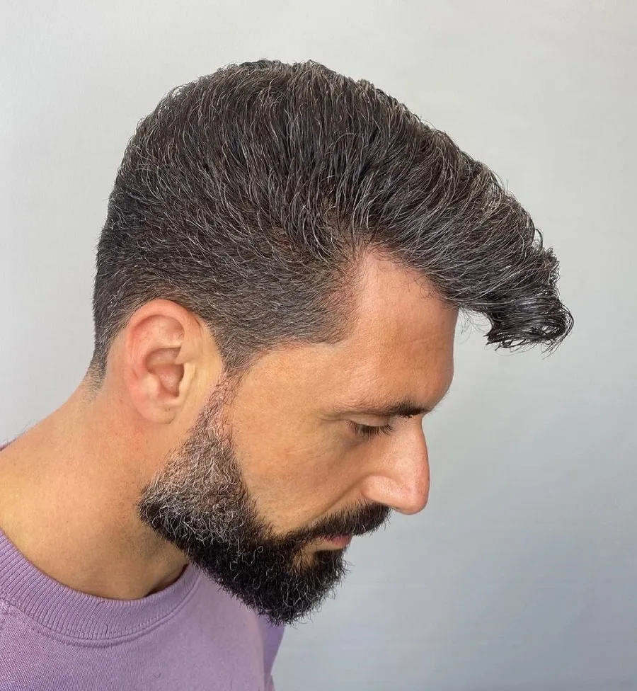 ducktail haircut with beard