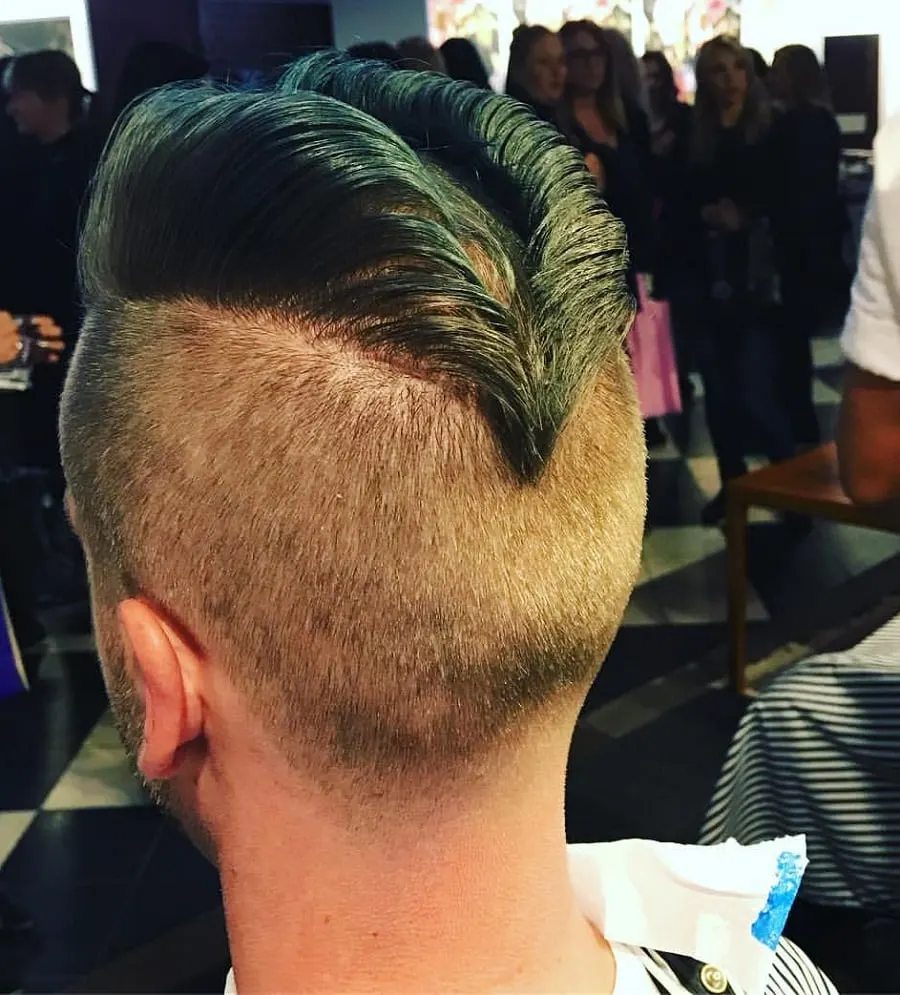 ducktail haircut with shaved side