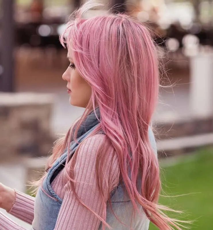 long dusty rose pink hair
