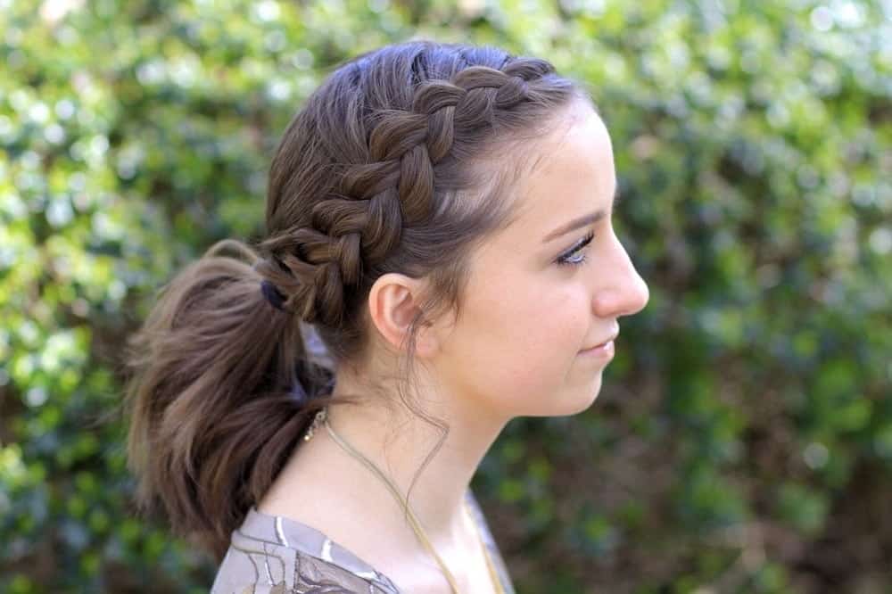 Image of Front Dutch braid hairstyle for short hair