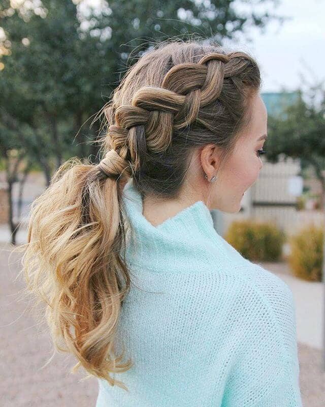 dutch braid with ponytail 