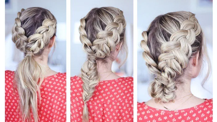Dutch braids with a fishtail hairstyle for teen girl