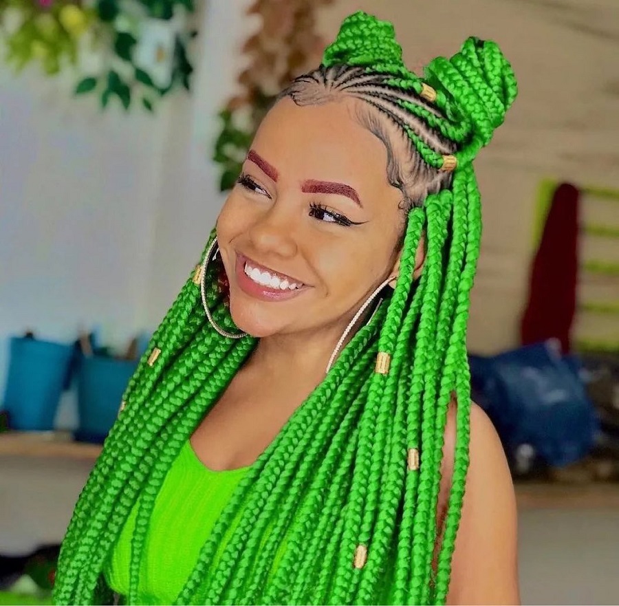 dyed braided hairstyle for black girls