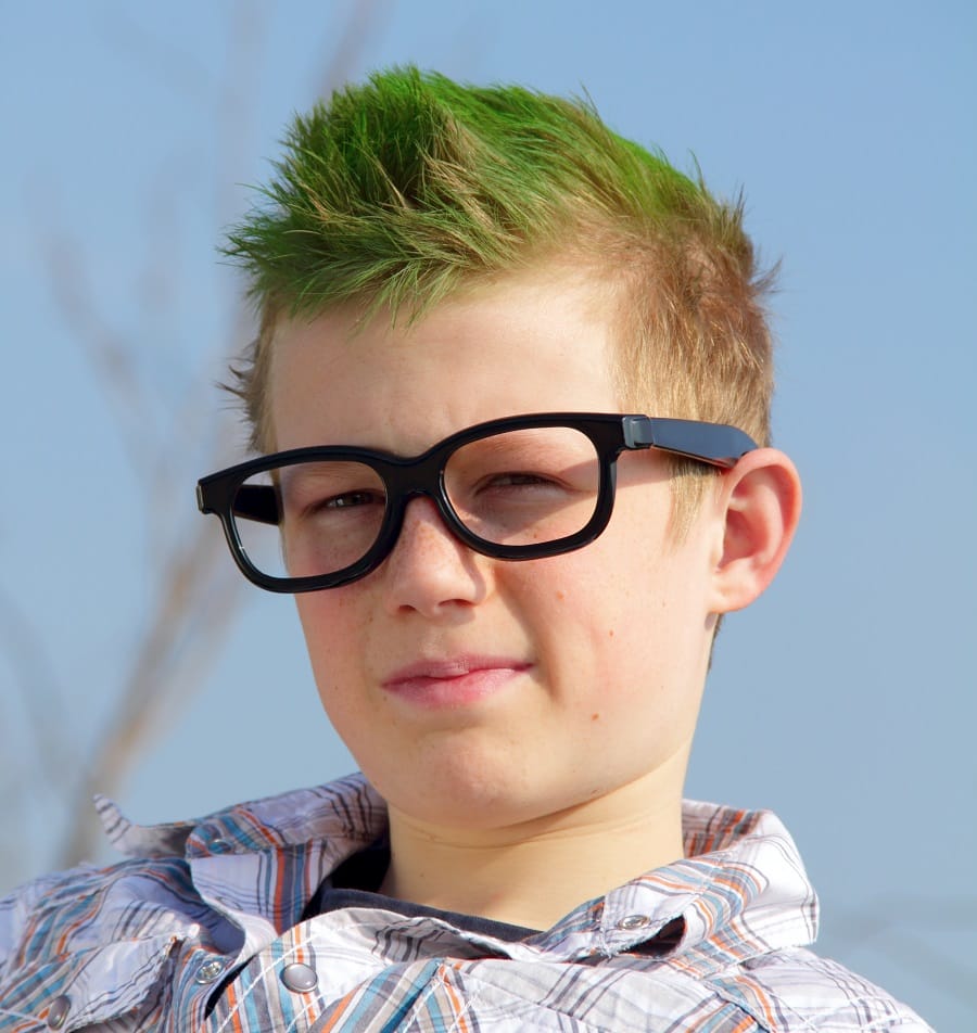 dyed hair for boys with glasses